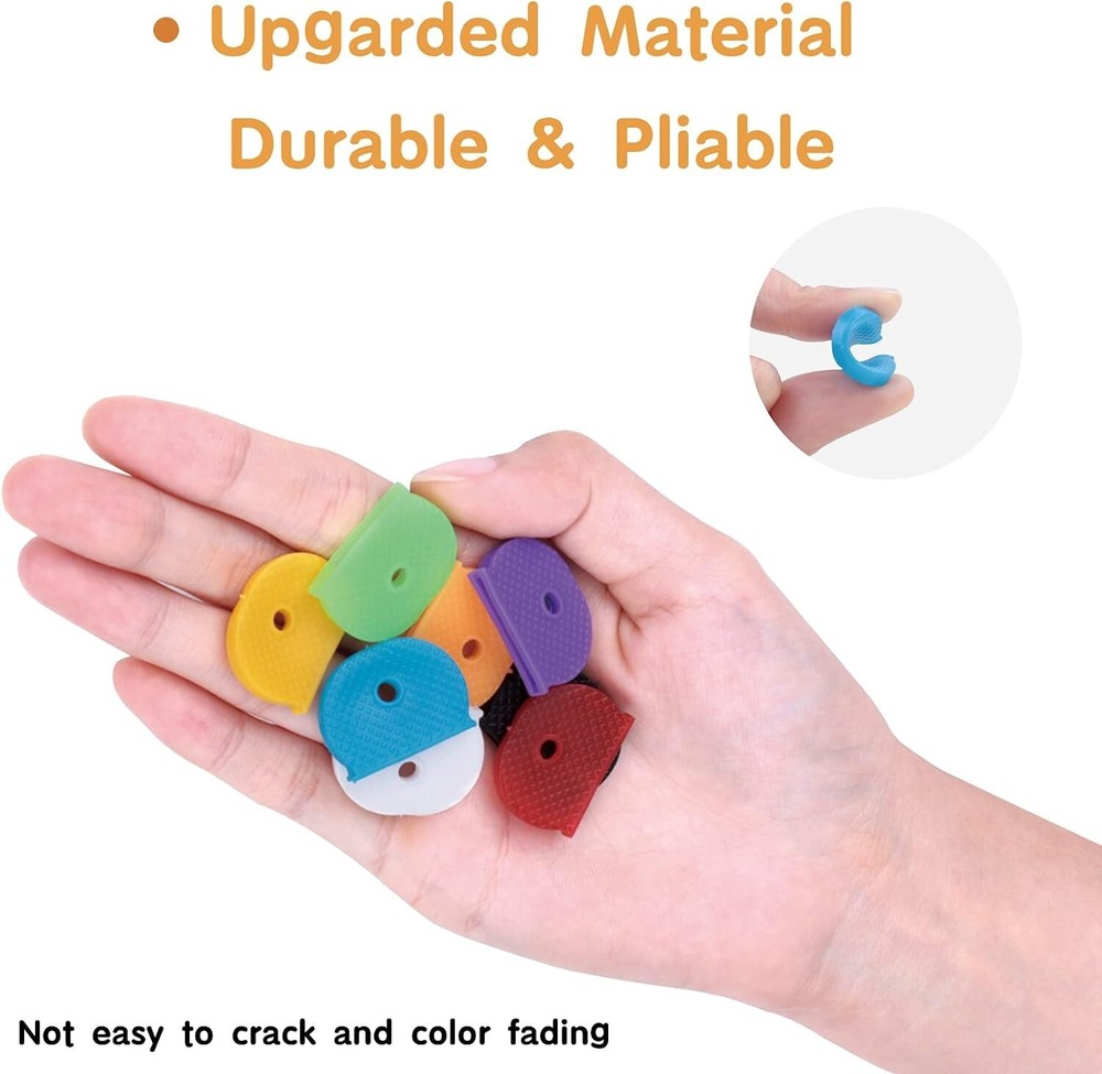16 pcs Key Cap Covers Color Identifiers Standard Flat House Keys Coding System