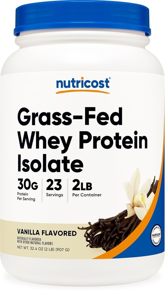 Nutricost Grass-Fed Whey Protein Isolate 2LBS - Non-GMO - Long Exp Date