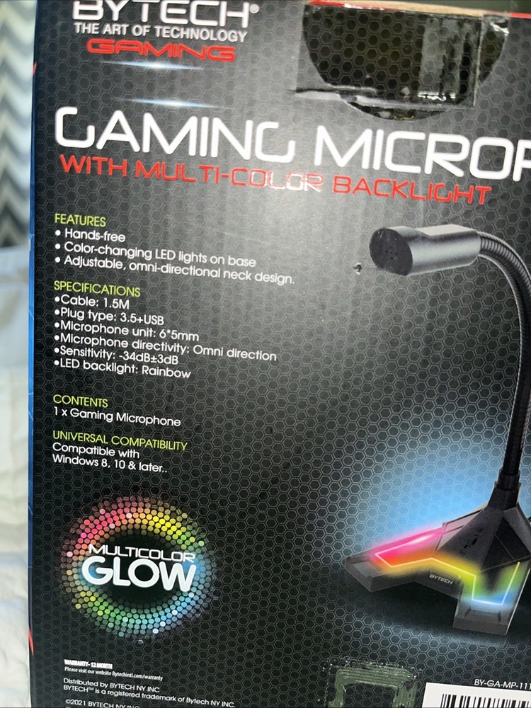 Gaming Microphone With Color Changing LED Backlight. BYTECH