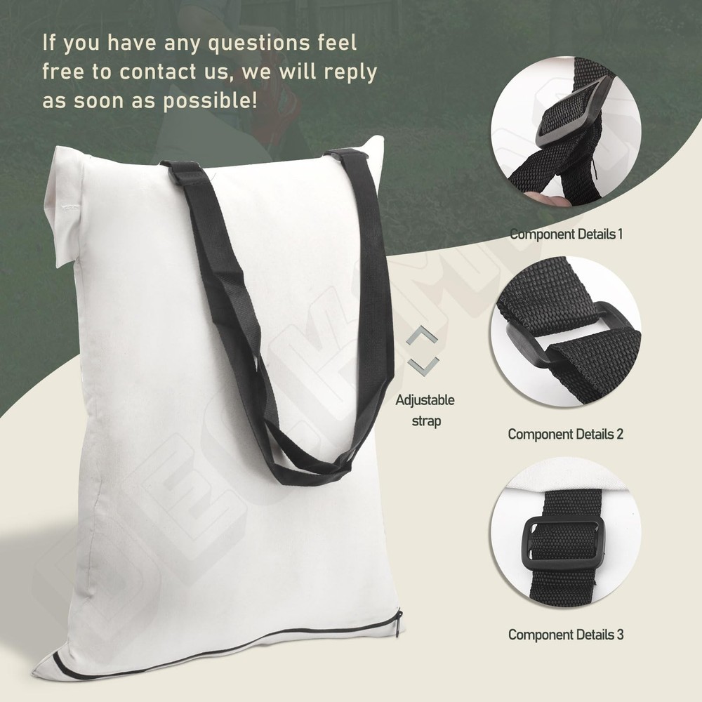 DECKMAN Blower Debris Vacuum Bag/Leaf Vac Bag Compatible with WHITE