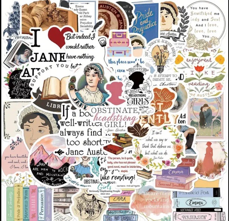 10pcs Austen Literature Stickers- Scrapbook Journal