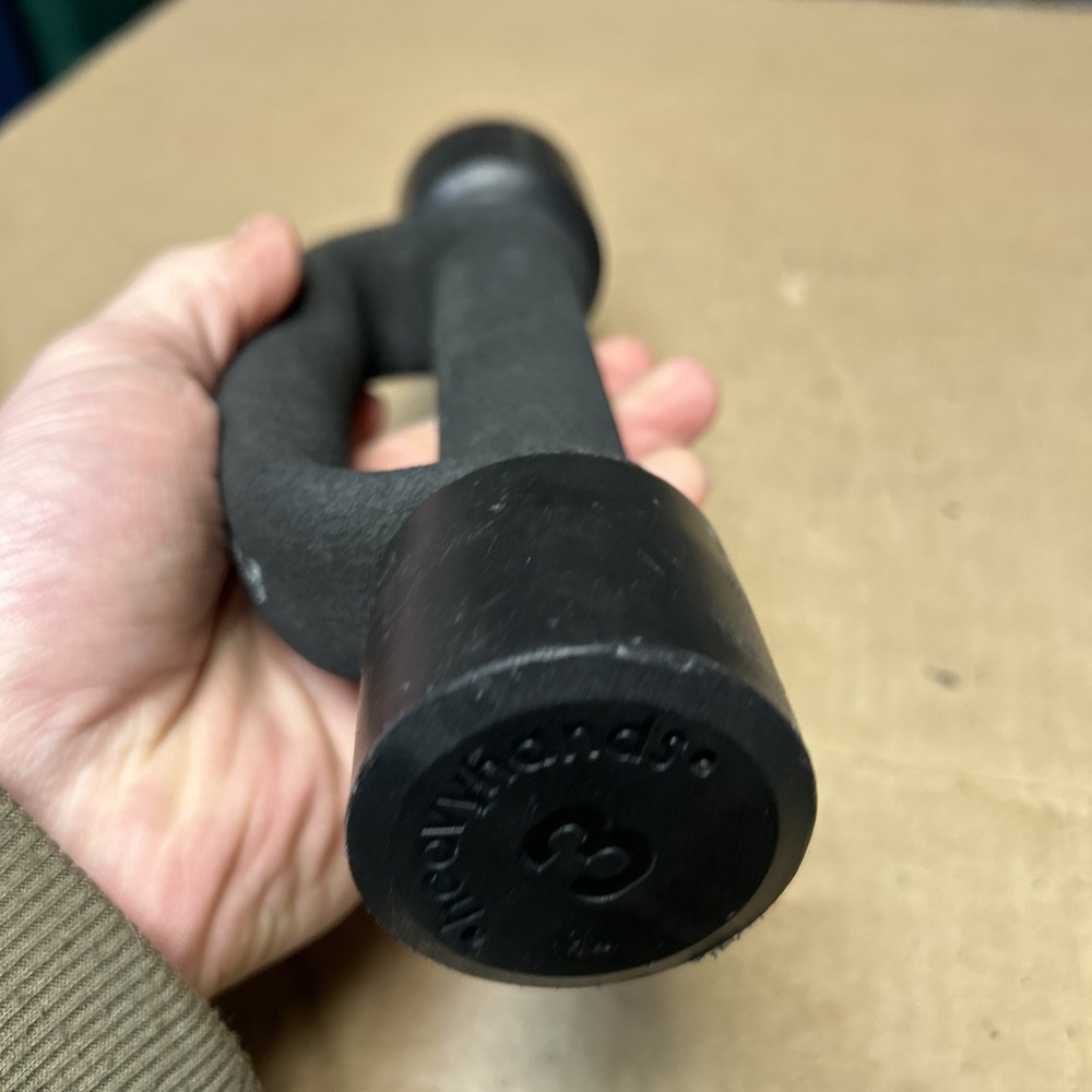 Pair Black Heavy Hand Weights 3 lbs Each 6 lbs Total