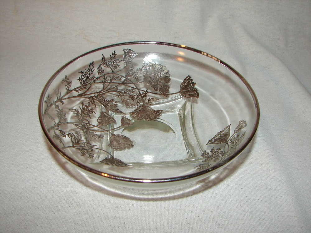 Antique Sterling Silver Overlay Elegant Crystal Bowl