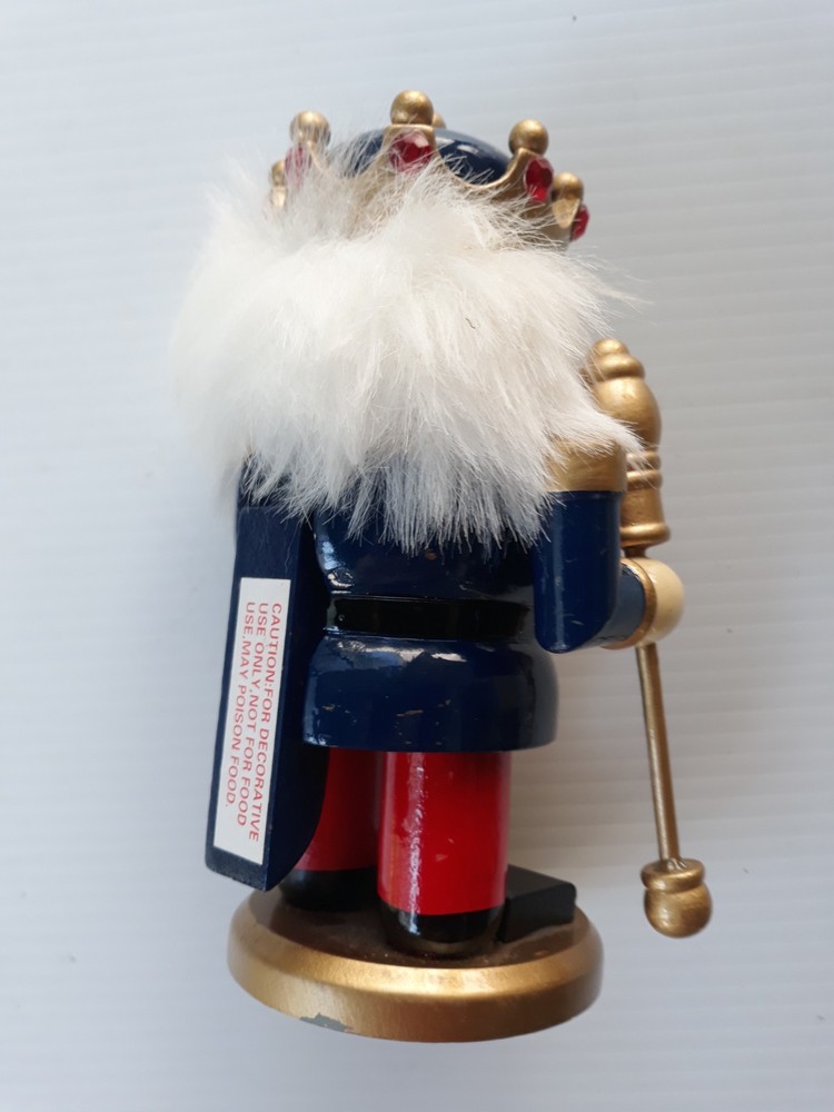 Nutcracker Figurine, 7" Tall, Wooden King With Crown