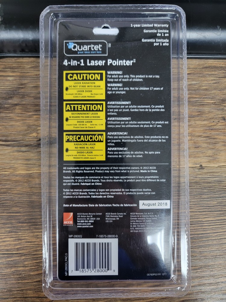 Quartet 4-Function Executive Laser Pointer, Class 2: PDA Stylus, Pen, LED Light