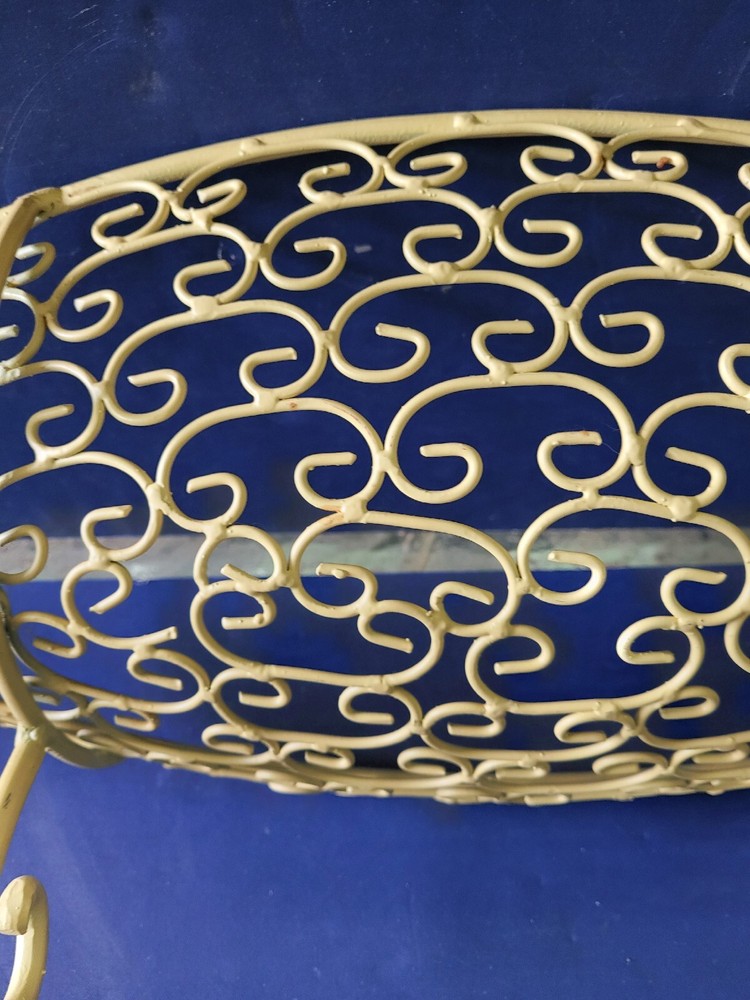 Large Wire Fruit Bowl Bread Basket Canoe Yellow 27"