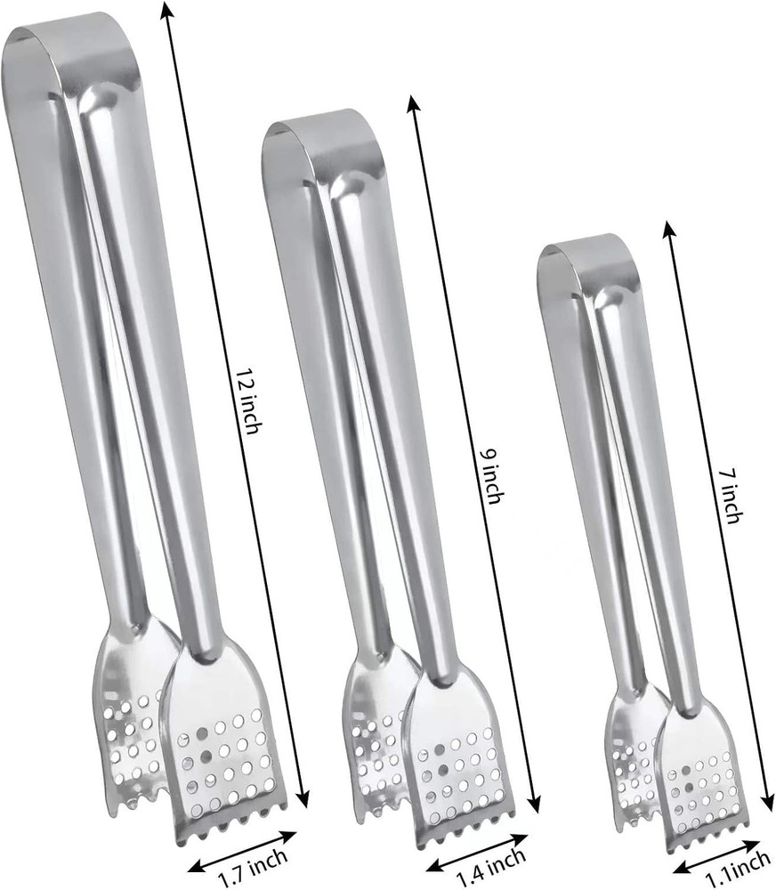 8 Pack 7 Inch Serving Tongs, Kitchen 7 （8 Pack）, Silver