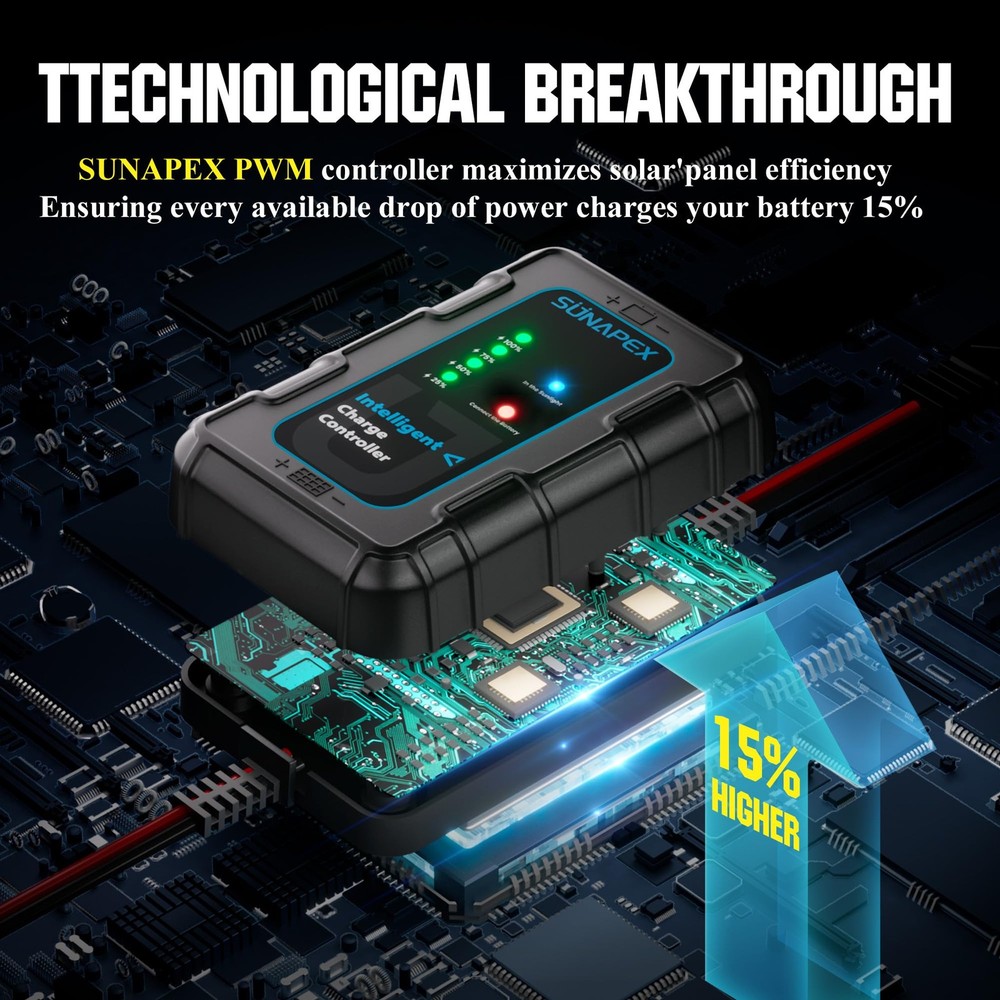 Solar Charger Controller 12V: 10A PWM Intelligent Solar Panel Controller 12Vo...