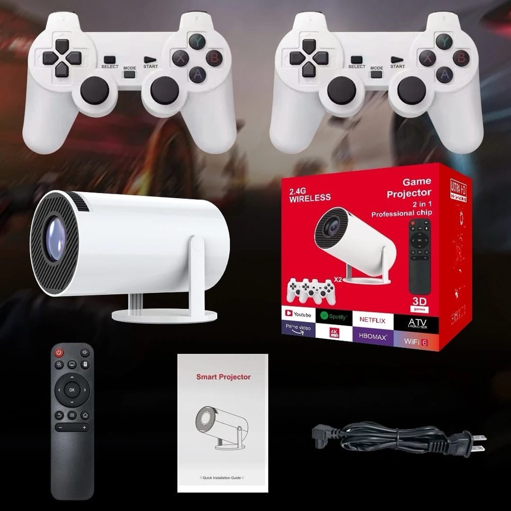 4K Portable Desktop Game Projector Android11 WiFi Bluetooth3D Ready 15000+ game