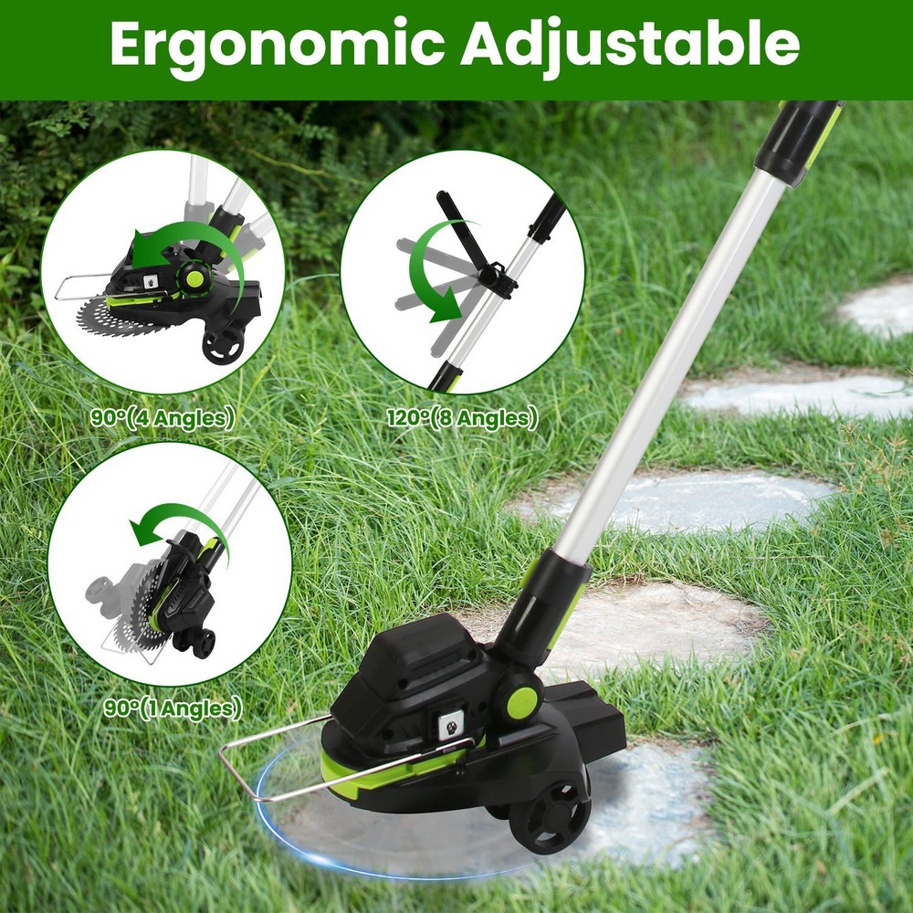 21V Cordless String Trimmer Edger WeedWhacker Grass Eater Lawn Cutter 2 Battery