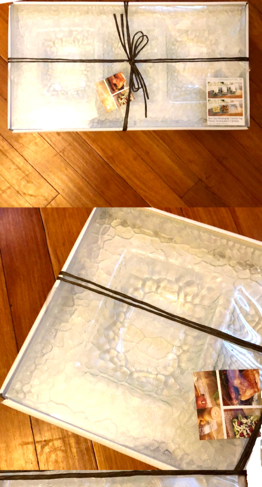 Bent Glass Rectangular 3 Section Tray