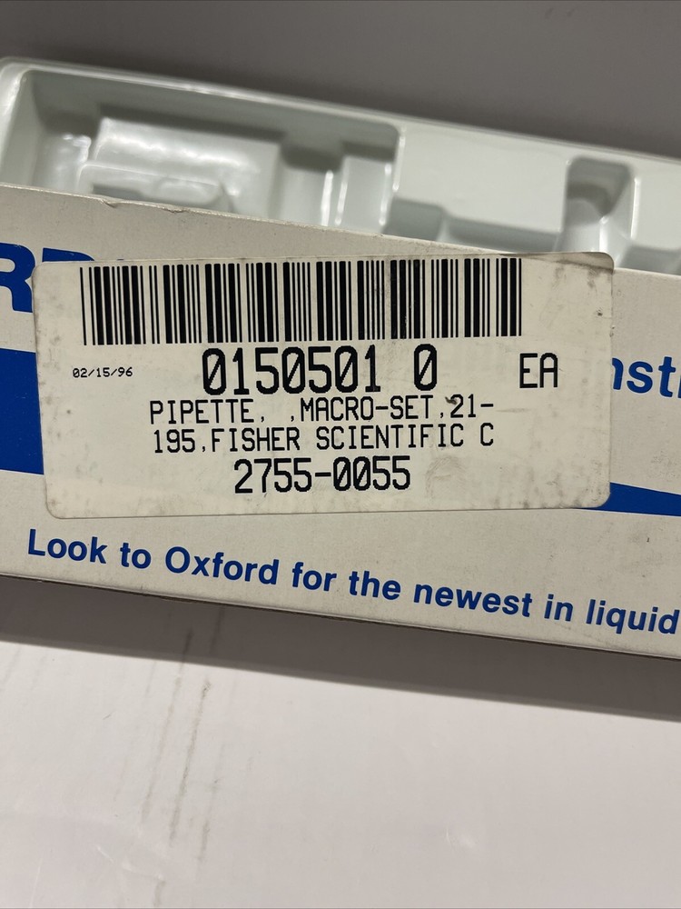 Oxford macro-set transfer pipetting system. NEW In original package&instructions