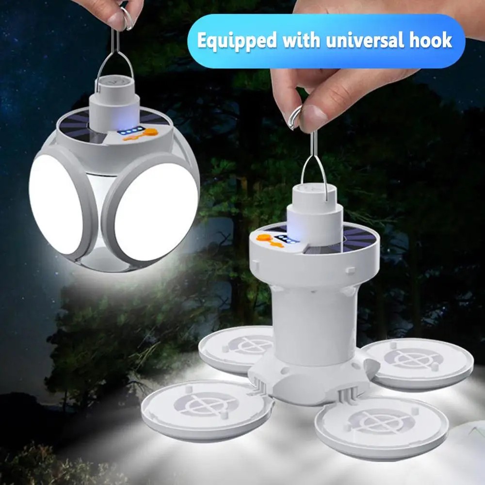 New LED Solar Camping Light Bulb Rechargeable 5Gears Adjustable Portable Lantern