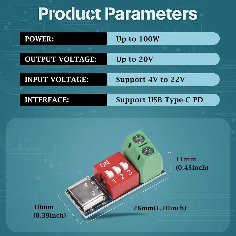 LETORIA 7PCS PD Trigger Board Module for USB-C PD/QC Decoy Fast 7 PCS