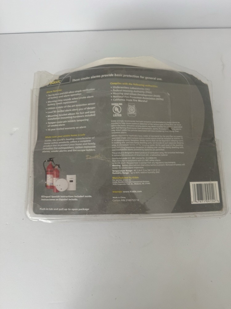 Kidde Basic Smoke Alarm Qty 1 Battery Operated Ionization Technology