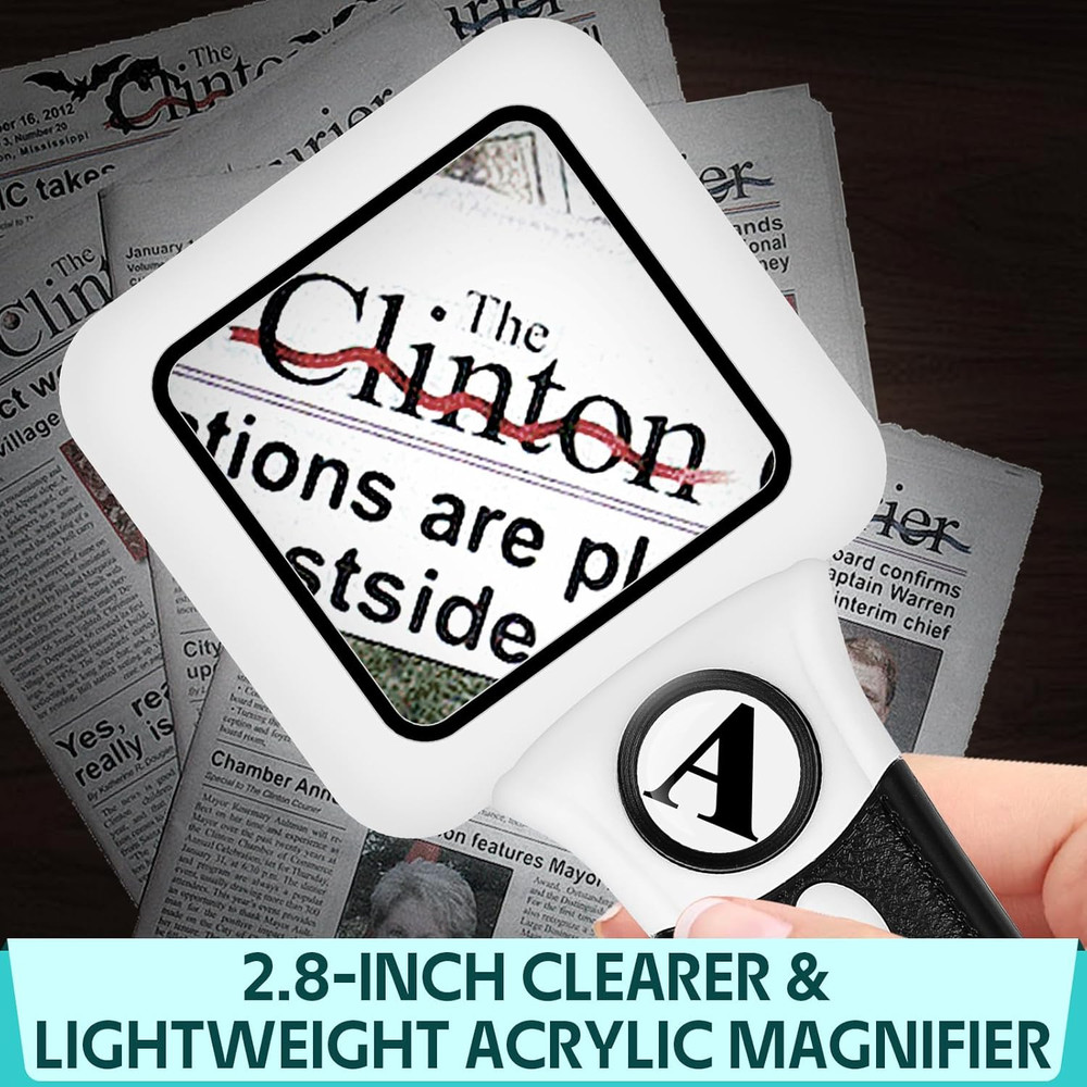 Compact Magnifying Glass with Lights,45X 10X Small Handheld Lighted Magnifier, 3