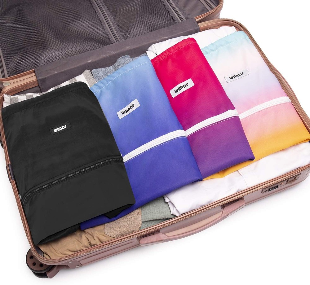 WANDF Drawstring Backpack String Bag Sackpack Cinch Water Resistant Black