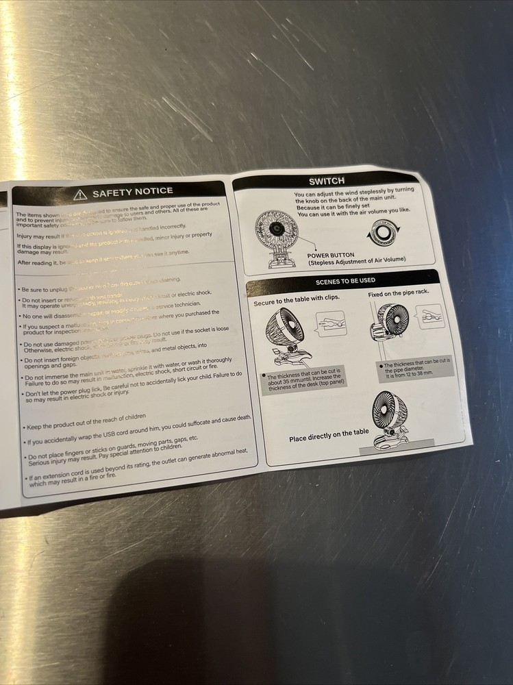 Small black portable USB Fan Office Desktop Adjustable