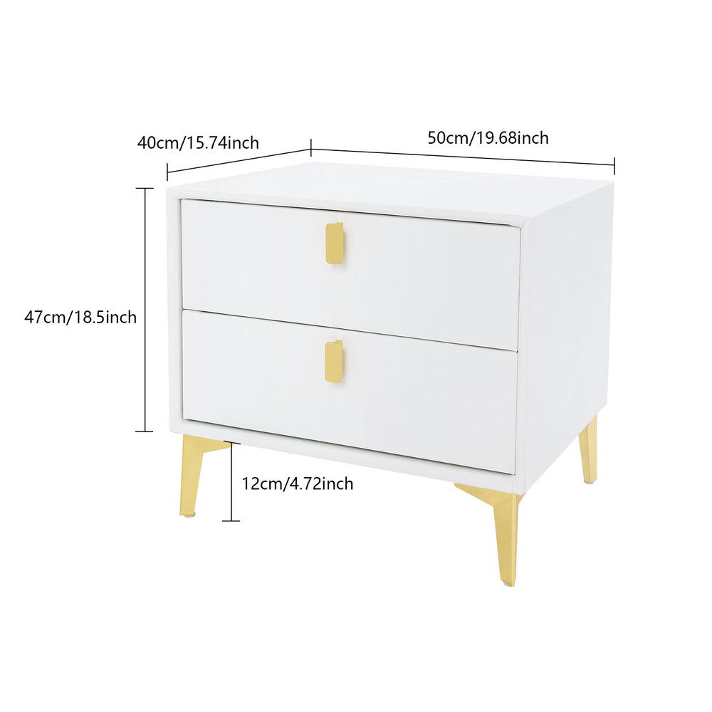 White Bedside Table, Storage Cabinet for the Bedroom, Side Table with 2-drawers!
