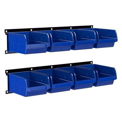 wall mounted garage storage bin, Parts Rack, Plastic Hanging Stackable Blue