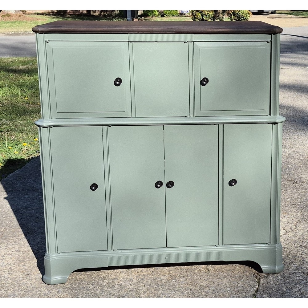 Bar Buffet Green Dark Walnut Top Original Knobs LED Lights 38x20x42 Solid Wood