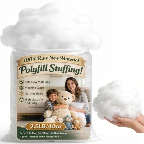 Pillow Stuffing 2.5lb/40oz, Polyfill Stuffing for Stuffed Animals, 2.5 Pounds