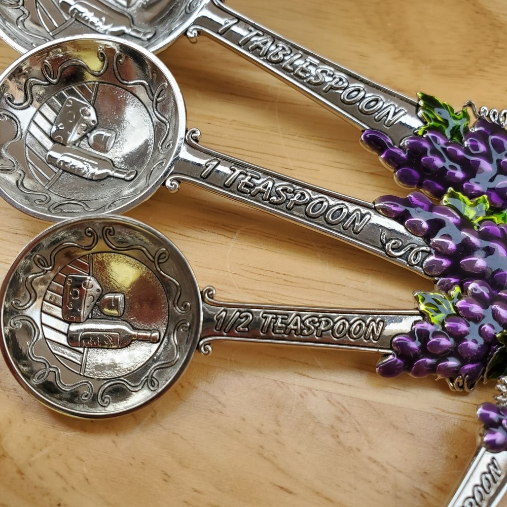 Decorative Grape Cluster Measuring Spoons Set With Whimsical Kitchen Charm