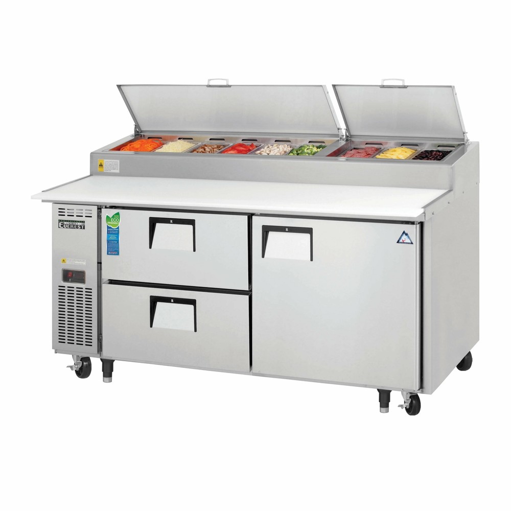 Everest EPPR2-D2 71" Two Section Drawered Pizza Prep Table, 2 Drawer