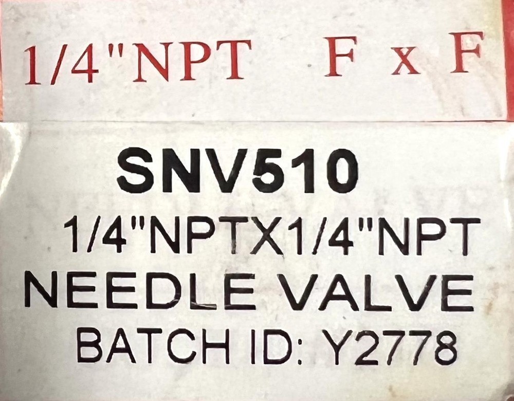 Winters SNV510 Needle Valve 1/4" NPT