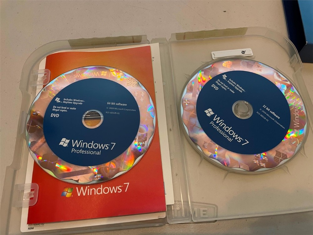 Microsoft Windows 7 Professional Full 32 & 64 bit DVD MS WIN PRO Open Box