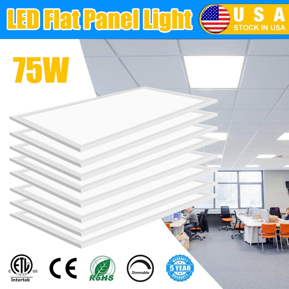 2x4 Led Flat Panel Light 8 Pack - 75W 7800LM Dimmable 2x4 Led Light Drop Ceiling