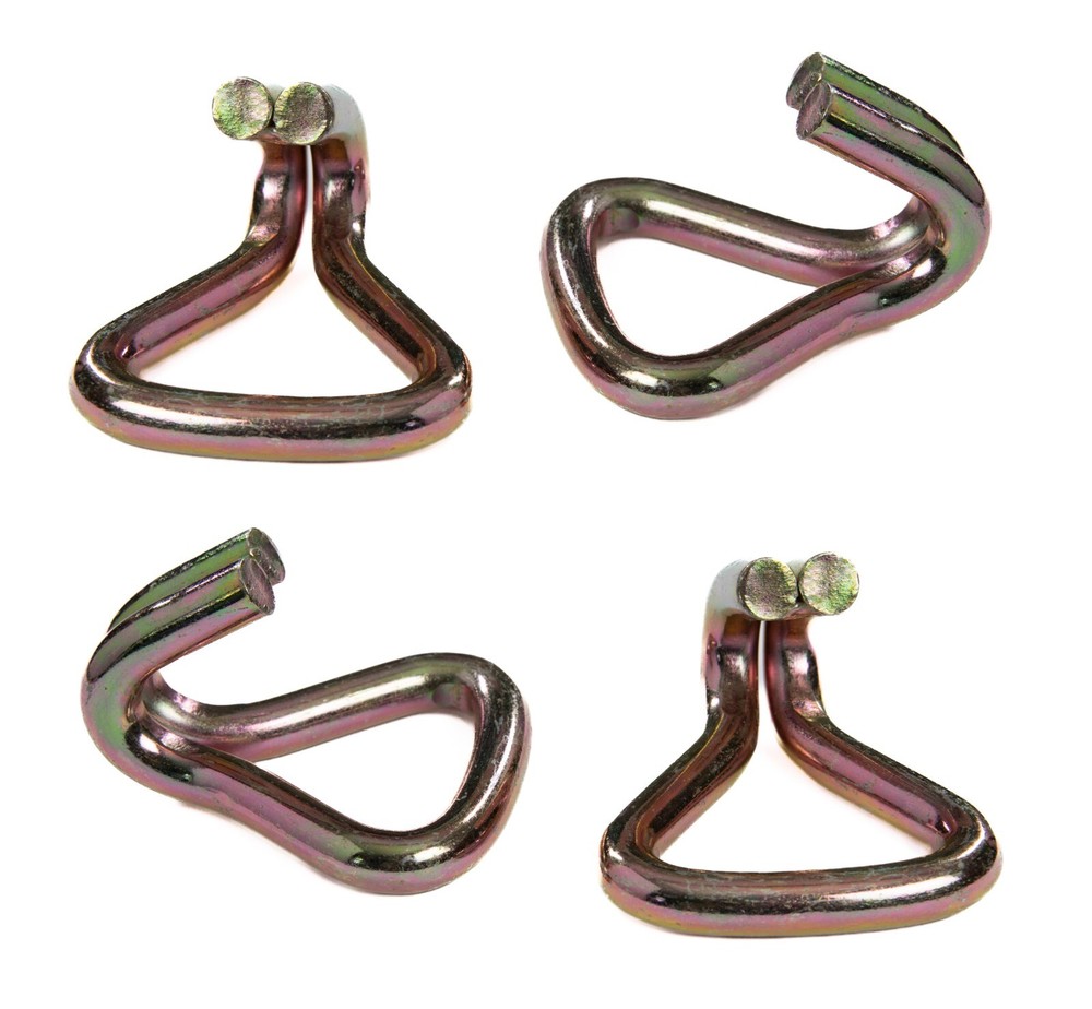 4 pcs - 2" 5T JJ Double J Wire Hook tie down strap cargo webbing rigging