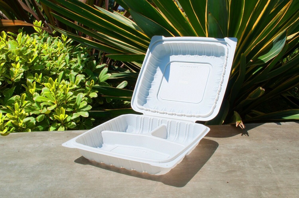 8'' 3-Compartment Clamshell Box