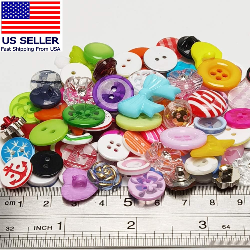 Random 100Pcs Small Plastic Buttons DIY Sewing Craft Accessory (Mix)
