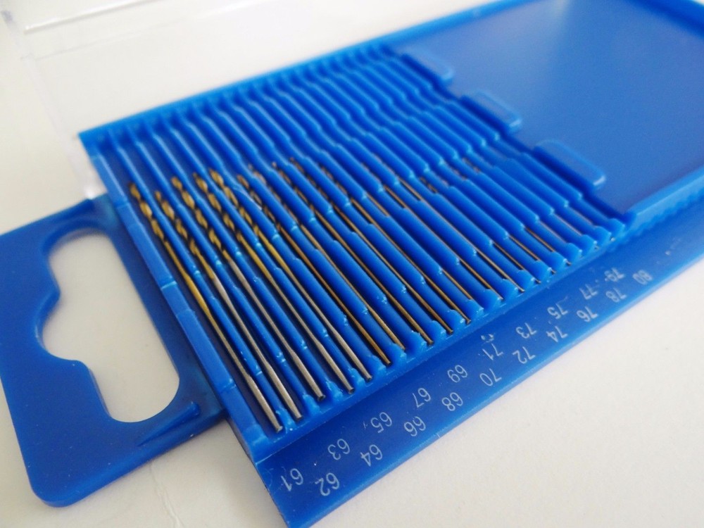 New 20pc Micro-Drill Bits Index 61-80 w/ Plastic Case * US FREE SHIPPING *