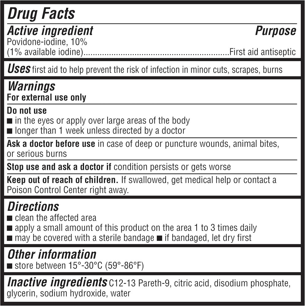 Amazon Basics First Aid Antiseptic, 10% Povidone Iodine Solution First Aid Antis