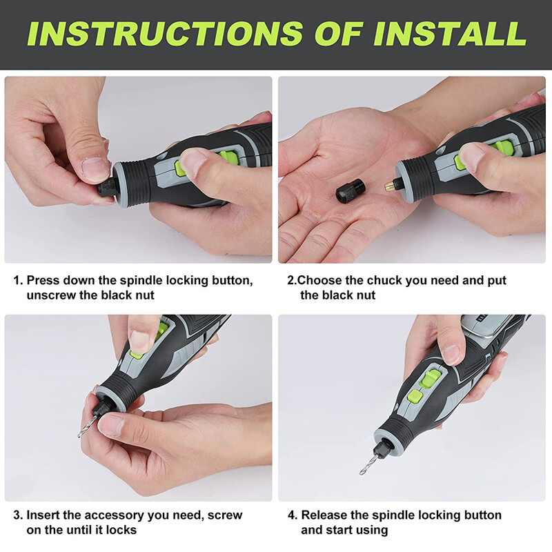 WORKPRO 12V Cordless Rotary Tool Kit 5 Speeds Engraver Sander Polisher Accessory