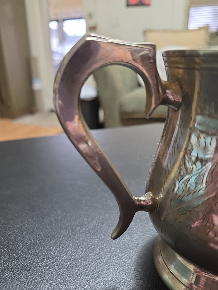 Vintage Silver Plated Etched Footed Cup With Handle