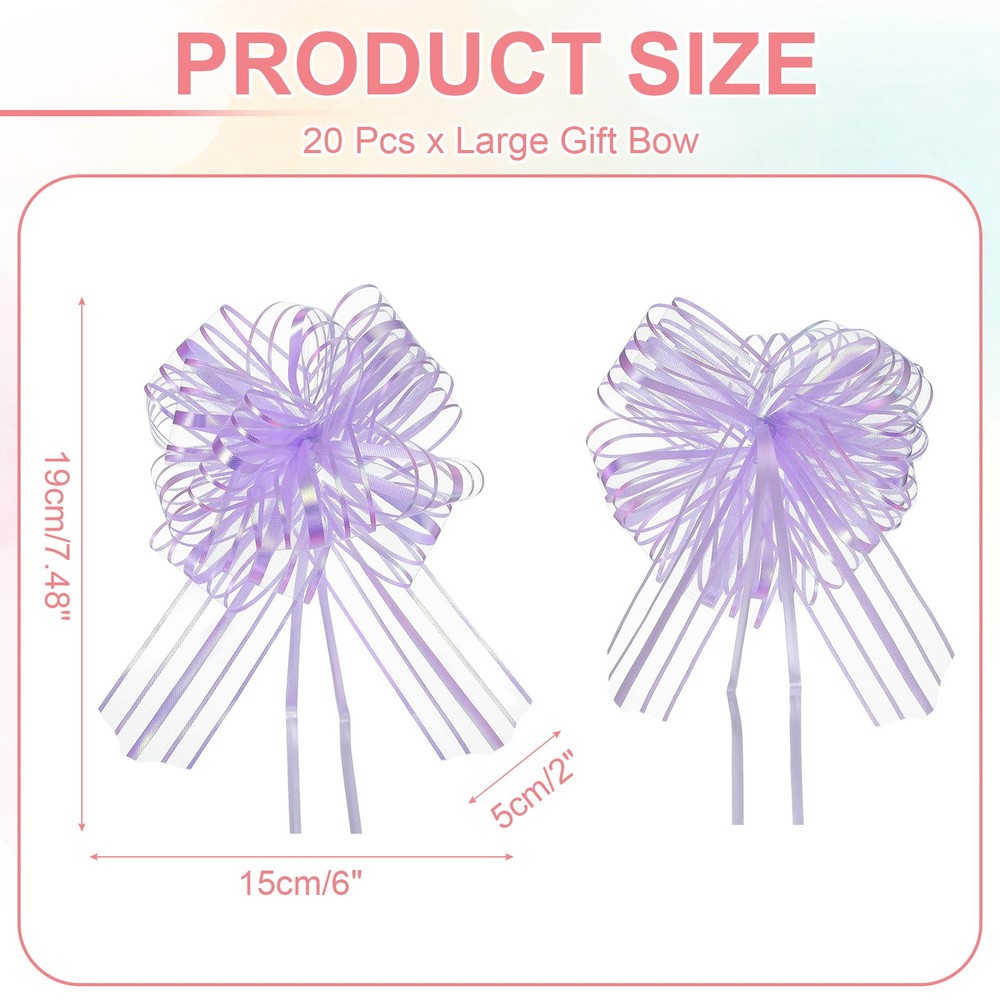 Large Gift Bow 7.5x6 Inch, 20 Pcs Pull Bows for Gift Wrapping, Light Purple