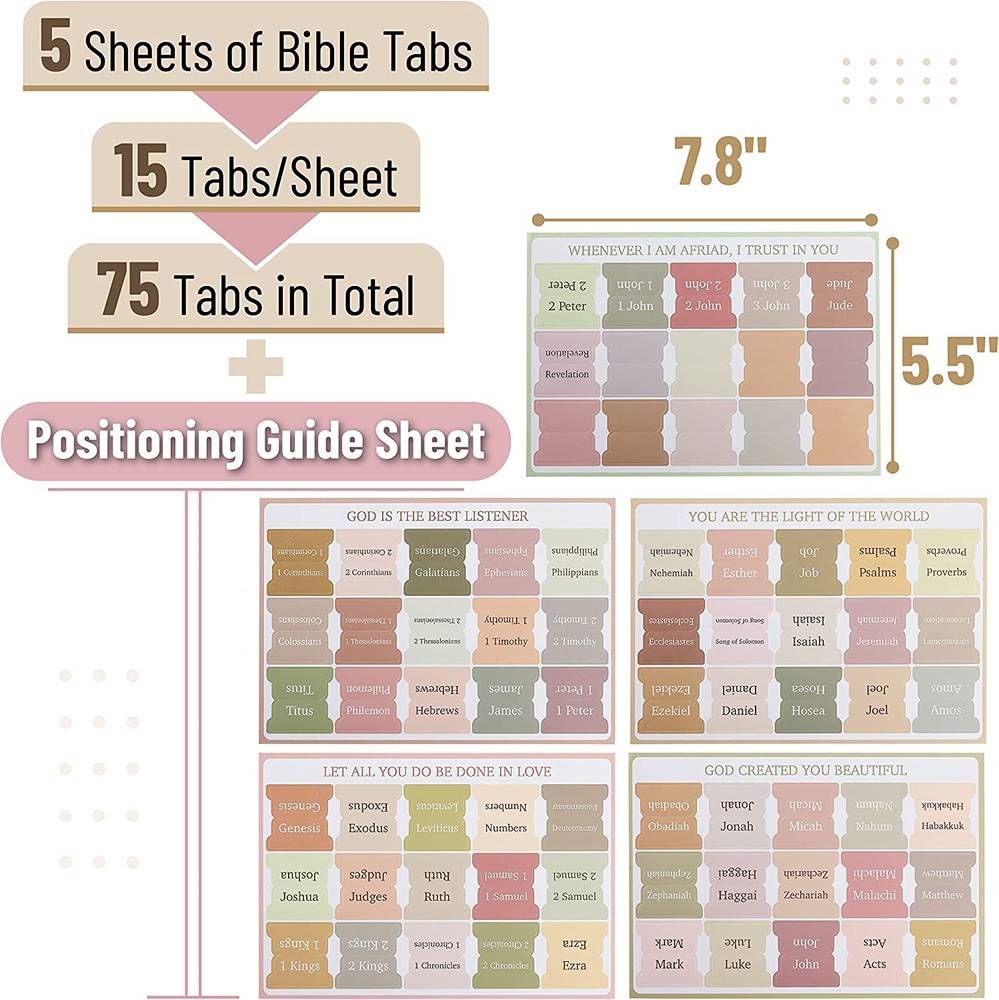 - Bible Tabs, 75 Boho Theme Laminated Tabs for Women and Men, Tabs for Study Bib