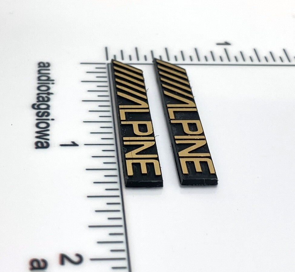 Alpine Custom Speaker Badges Gold Incised Laminated Plastic Pair