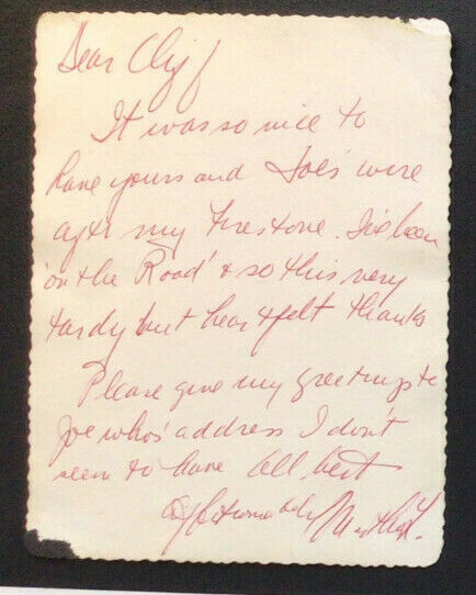 Martha Lipton Signed Christmas Card & Note / Autographed Opera Singer