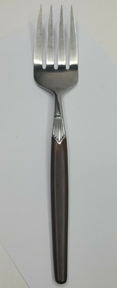 Vtg Serving Fork Retro HOLIDAY Brown Handle Japan Stainless Flatware SRI