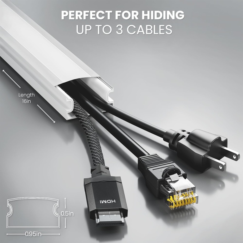 Cable Hider Wall - 153" Wall Cord Hider, Cable Concealer, Wire Covers for Cor...