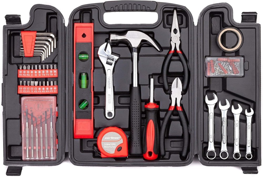 136-Piece Tool Set General Household Hand Tool Kit with Plastic Toolbox Stora...