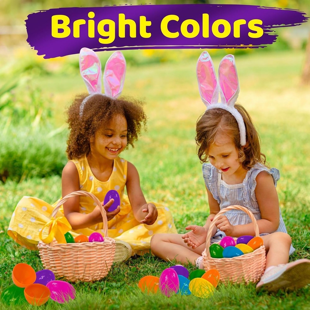 25 Pack Plastic Easter Eggs 3.2” Large Fillable Multicolor for Egg Hunt Party