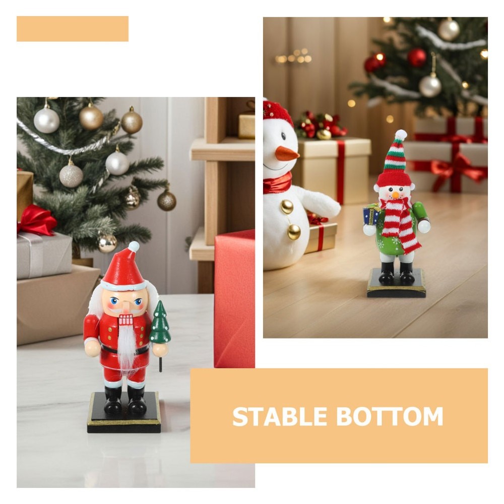 2 Pcs Plastic Nutcracker Mini Figures Decorative Figurines Centerpieces