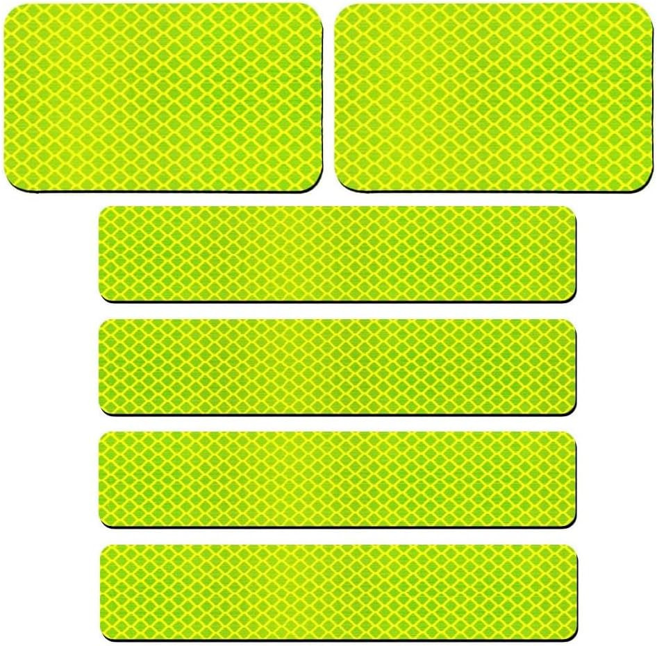 6 Pack Extra Reflective Patch Hook Fastener for Safety (Green)