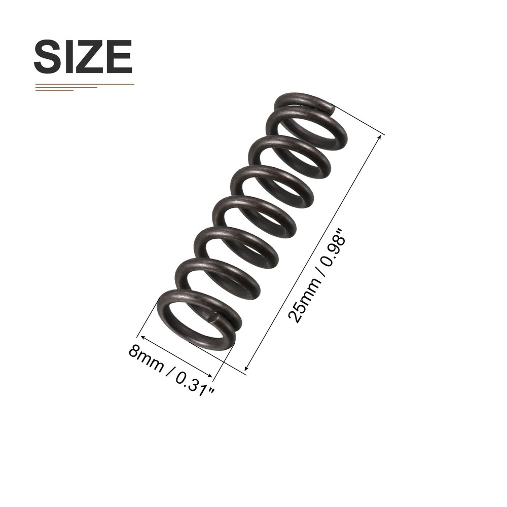 10Pcs 1.2x8x25mm(DxODxL) Compression Spring Black Spring Steel Extension Spring