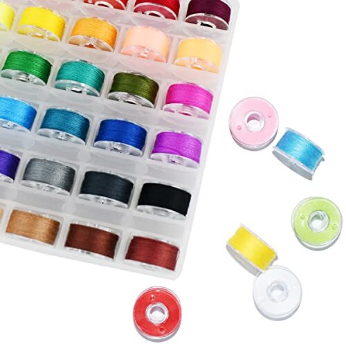 36 Pcs Bobbins and Sewing Threads Prewound Bobbin Thread with Storage Plastic